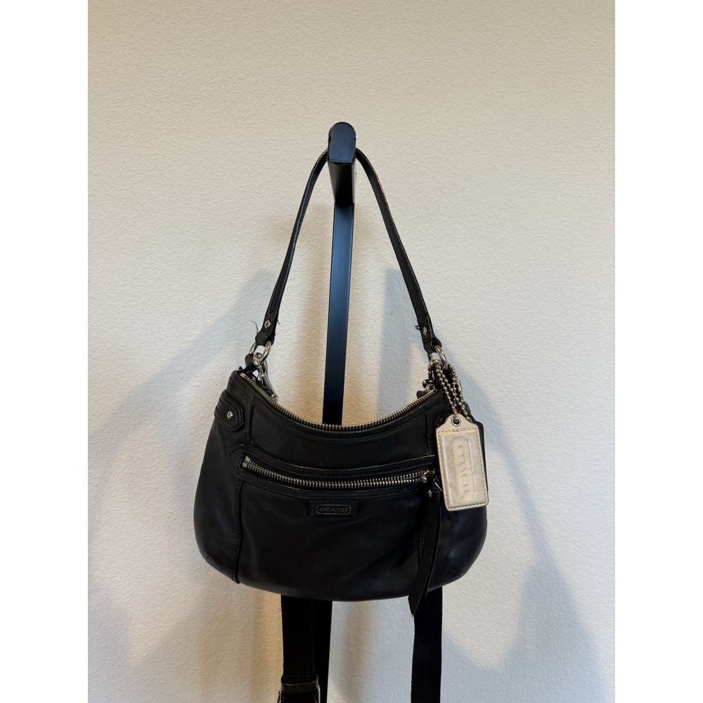 VTG Coach‎ Daisy Black Leather Shoulder Bag with Silver Hardware, 2 tags Y2K
